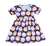 Flower Crown Pumpkins Short Sleeve Milk Silk Dress - Great Lakes Kids Apparel LLC
