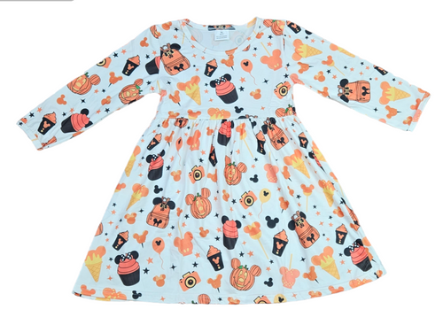 Mouse Halloween Long Sleeve Milk Silk Dress - Great Lakes Kids Apparel LLC