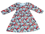 Christmas Buddies Long Sleeve Milk Silk Dress - Great Lakes Kids Apparel LLC