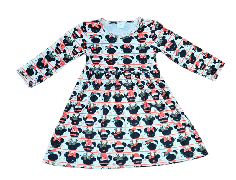 Merry Mouse Long Sleeve Milk Silk Dress - Great Lakes Kids Apparel LLC
