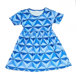 Space Ship Ball Short Sleeve Milk Silk Dress - Great Lakes Kids Apparel LLC