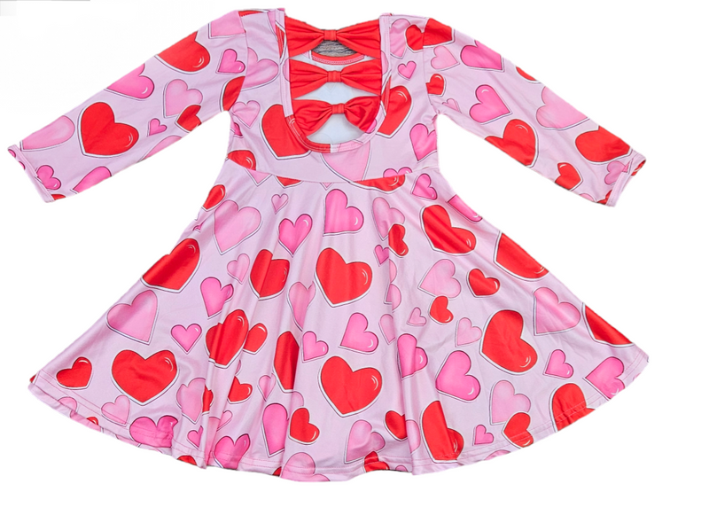 Valentines Day Bow Back Milk Silk Dress - Great Lakes Kids Apparel LLC
