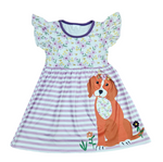 Fixed Spring Puppy Long Flutter Milk Silk Dress - Great Lakes Kids Apparel LLC