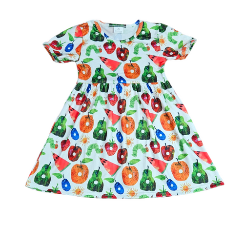 Caterpillar Short Sleeve Milk Silk Dress - Great Lakes Kids Apparel LLC