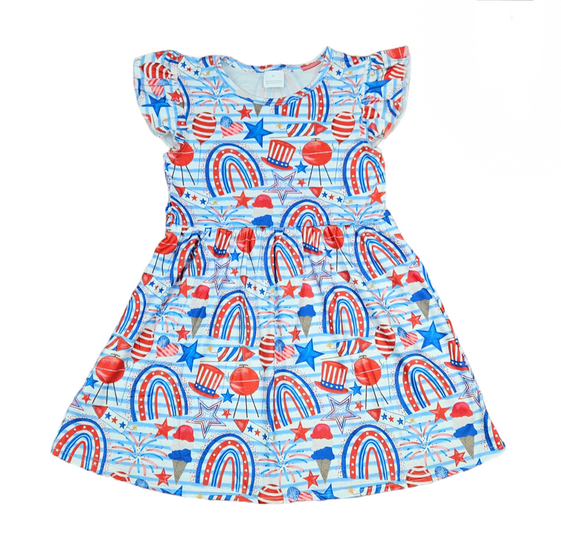 It's A Bang Long Flutter Milk Silk Dress - Great Lakes Kids Apparel LLC