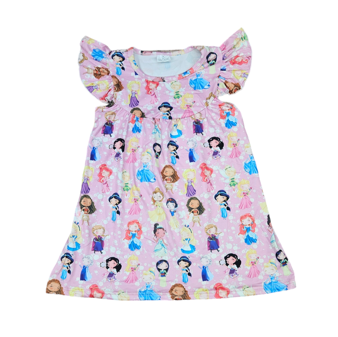 strapless open back dress Floral Princess Milk Silk Flutter Dress 7/8