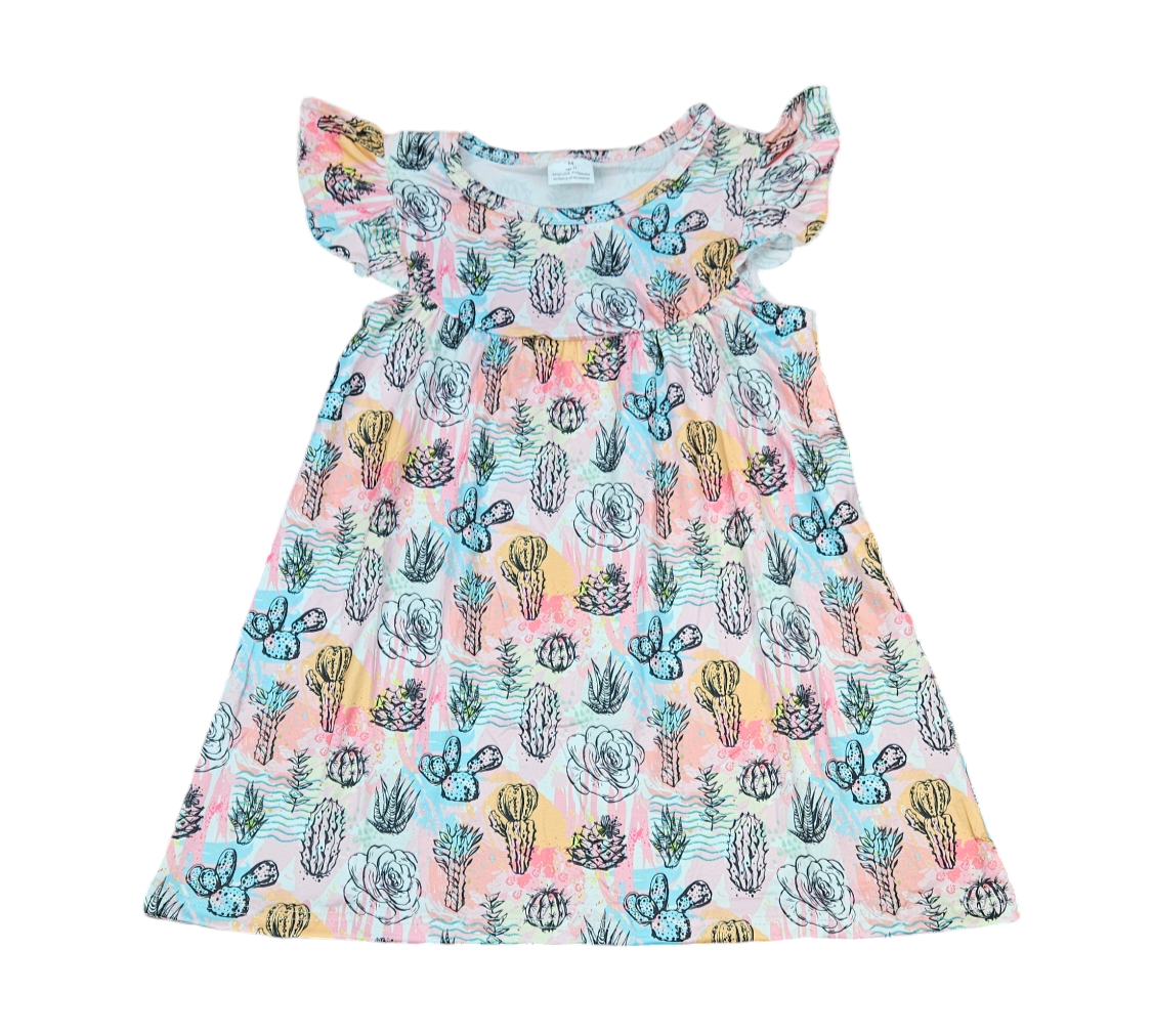 great lakes succulents Field Of Succulents Milk Silk Flutter Dress – Great Lakes Kids Apparel LLC