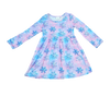 Iridescent Snowflakes Long Sleeve Milk Silk Dress