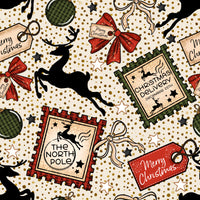 Christmas Stamps Long Sleeve Milk Silk Dress