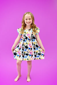 Spindle Princess Milk Silk Flutter Dress
