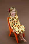 Cute Harvest Turkey Long Sleeve Milk Silk Dress - Great Lakes Kids Apparel LLC