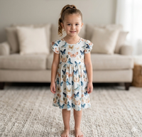 Neutral Butterfly Milk Silk Dress