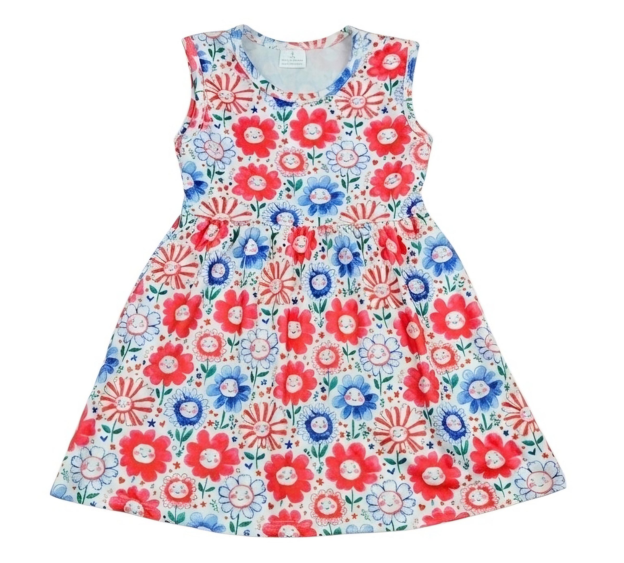 Happy Red, White and Blue Milk Silk Tank Dress