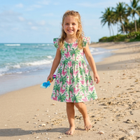 Tropical Butterfly Milk Silk Dress