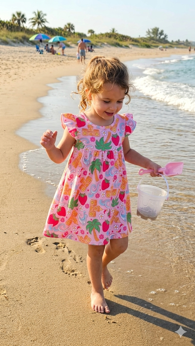 Beach Day Milk Silk Flutter Dress
