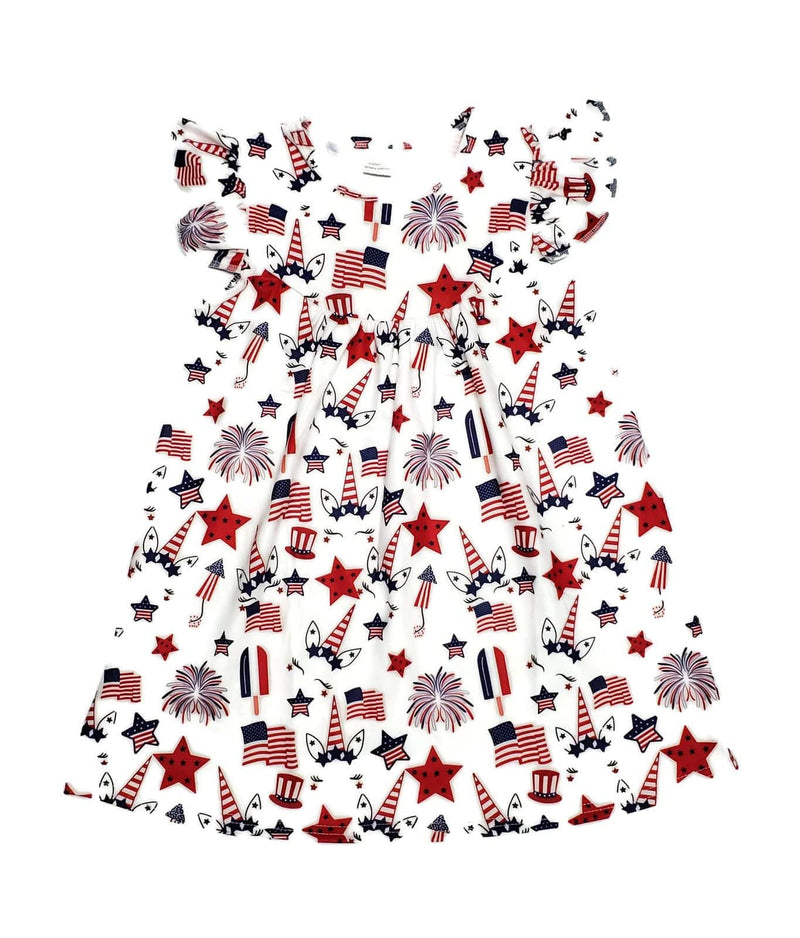 Patriotic Unicorn Milk Silk Flutter Dress - Great Lakes Kids Apparel LLC