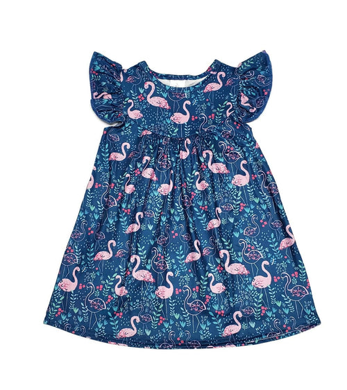 Flamingo Milk Silk Flutter Dress - Great Lakes Kids Apparel LLC