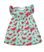 Watermelon Milk Silk Flutter Dress - Great Lakes Kids Apparel LLC