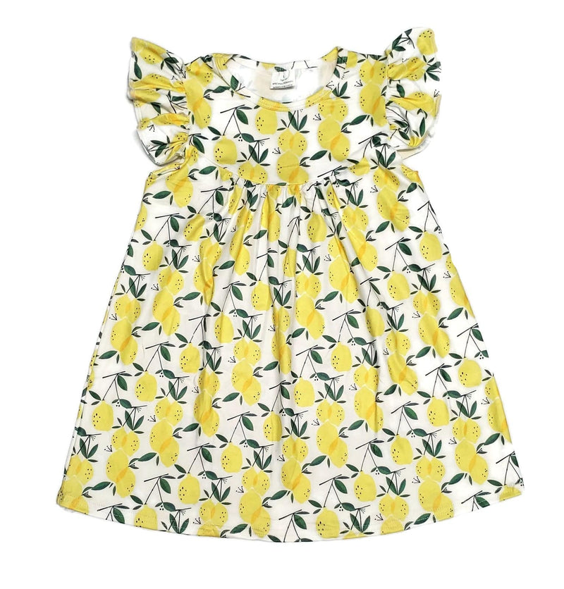 Summer Lemon Milk Silk Flutter Dress - Great Lakes Kids Apparel LLC