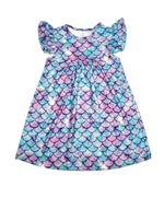 Shiny Mermaid Scale Milk Silk Flutter Dress - Great Lakes Kids Apparel LLC