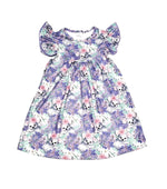 Koala and Hydrangeas Milk Silk Flutter Dress - Great Lakes Kids Apparel LLC