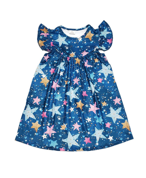 Blue Star Milk Silk Flutter Dress - Great Lakes Kids Apparel LLC