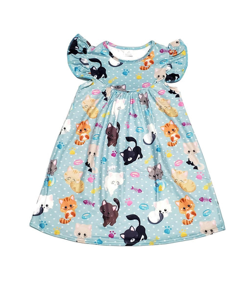 Kitty Milk Silk Flutter Dress - Great Lakes Kids Apparel LLC