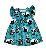 Bamboo Panda Milk Silk Flutter Dress - Great Lakes Kids Apparel LLC