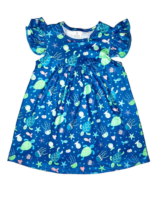Turtle Flutter Milk Silk Dress - Great Lakes Kids Apparel LLC