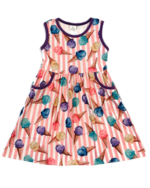 Ice Cream Cone Aubrey Pocket Tank Milk Silk Dress - Great Lakes Kids Apparel LLC