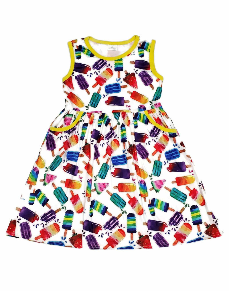 Popsicle Aubrey Pocket Tank Milk Silk Dress - Great Lakes Kids Apparel LLC