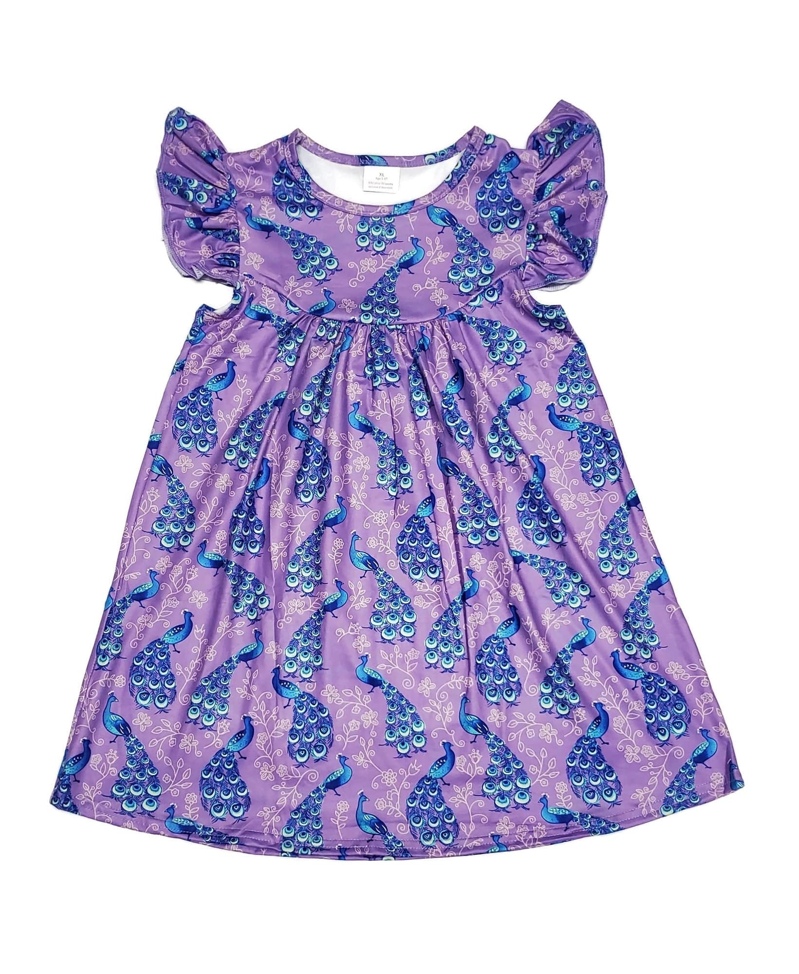 Purple Peacock Flutter Milk Silk Dress - 12-18 Month Purple Peacock Flutter Milk Silk Dress - 12-18 Month
