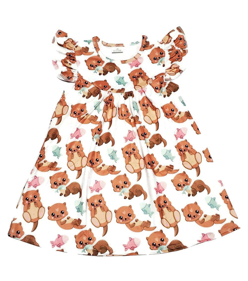 Otter Milk Silk Flutter Dress - Great Lakes Kids Apparel LLC