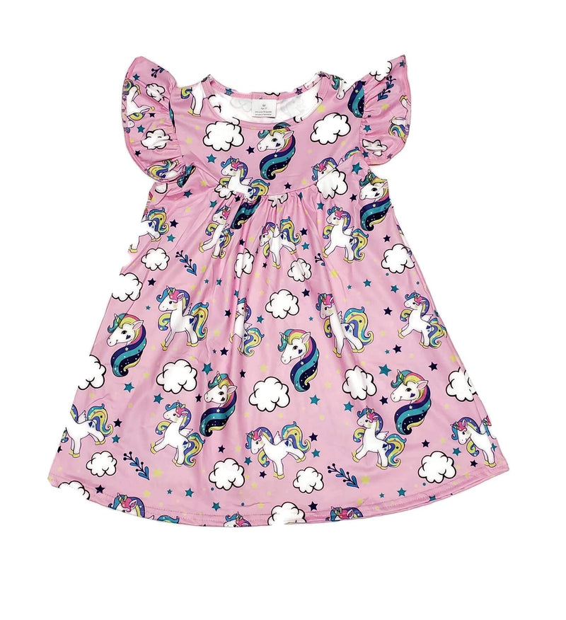 Mystical Unicorn Milk Silk Flutter Dress | Great Lakes Kids Apparel LLC