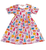 Sketchy Cat Short Sleeve Milk Silk Dress - Great Lakes Kids Apparel LLC