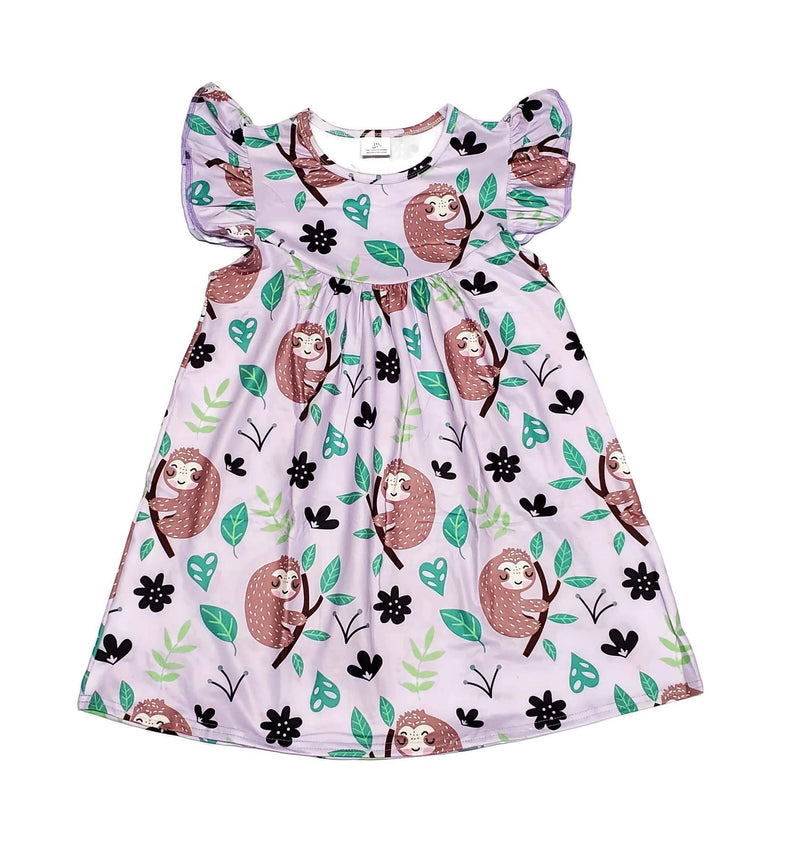 Sloth Milk Silk Flutter Dress | Great Lakes Kids Apparel LLC