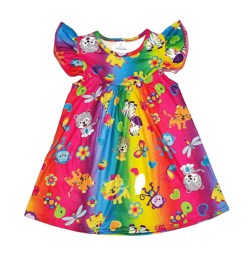 Bright Animals Milk Silk Flutter Dress - Great Lakes Kids Apparel LLC