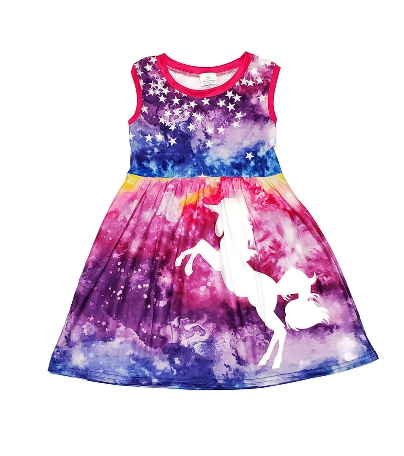 Tye Dye Unicorn Milk Silk Tank Dress - Great Lakes Kids Apparel LLC