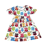 Owl Short Sleeve Milk Silk Dress - Great Lakes Kids Apparel LLC
