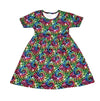 Neon Swirl Short  Sleeve Milk Silk Dress - Great Lakes Kids Apparel LLC