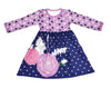 Precious Purple Flower Long Sleeve Milk Silk Dress - Great Lakes Kids Apparel LLC