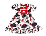 Cow Bow Back Short Sleeve Milk Silk Ruffle Dress - Great Lakes Kids Apparel LLC