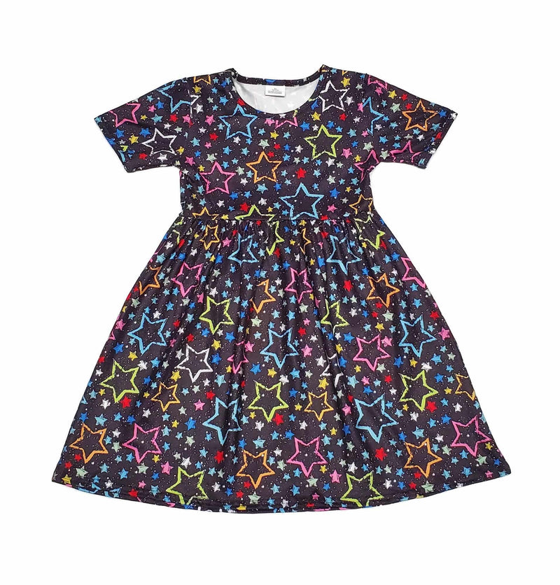 Star Short Sleeve Milk Silk Dress - Great Lakes Kids Apparel LLC