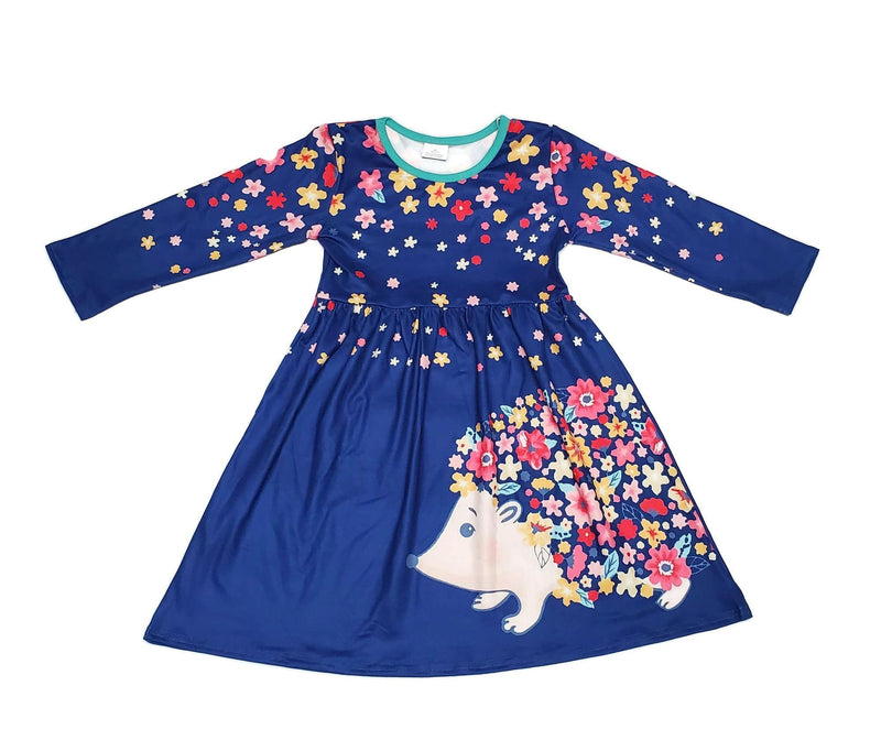 Hedgehog Long Sleeve Milk Silk Dress - Great Lakes Kids Apparel LLC