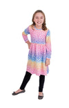 Cheetah Rainbow Long Sleeve Milk Silk Dress - Great Lakes Kids Apparel LLC