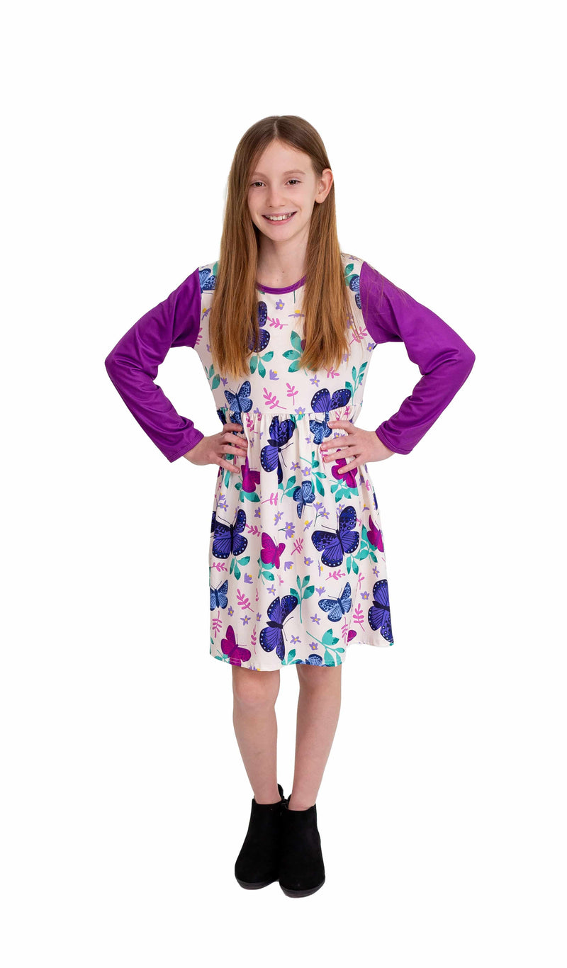 Papillon Long Sleeve Milk Silk Dress - Great Lakes Kids Apparel LLC