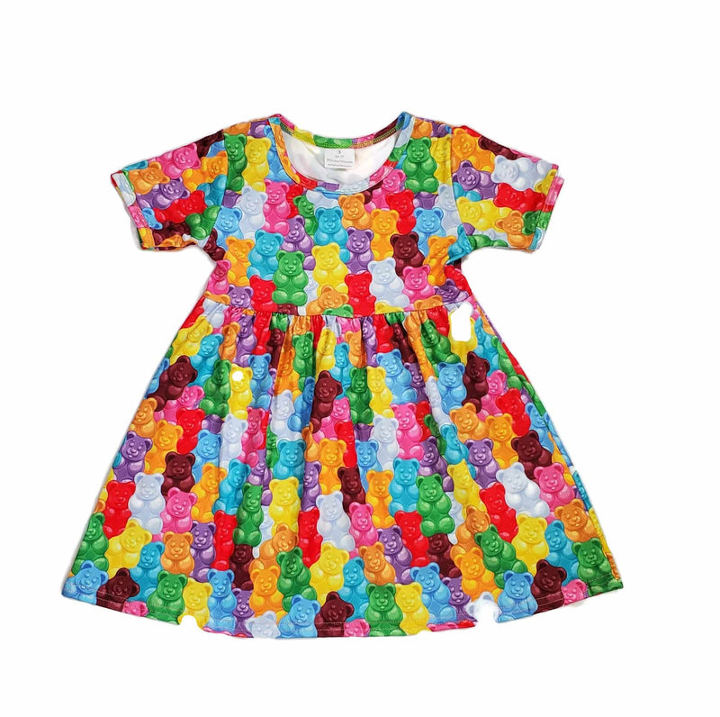 Gummy Bear Short Sleeve Milk Silk Dress - Great Lakes Kids Apparel LLC