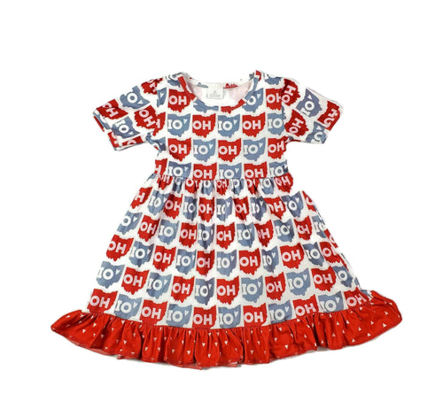 Ohio Short Sleeve Ruffle Milk Silk Dress - Great Lakes Kids Apparel LLC