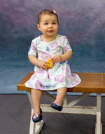 Purple Peony Short Sleeve Olivia Milk Silk Dress - Great Lakes Kids Apparel LLC