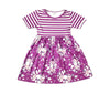 Fun Purple Floral Short Sleeve Milk Silk Dress - Great Lakes Kids Apparel LLC